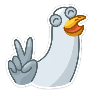 ✌ pato, símbolo da paz, animal, adesivo, desenho animado, pássaro whatsapp sticker