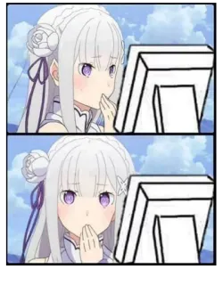 😕 Emilia Re:Zero anime, girl, cute, watching, computer whatsapp sticker