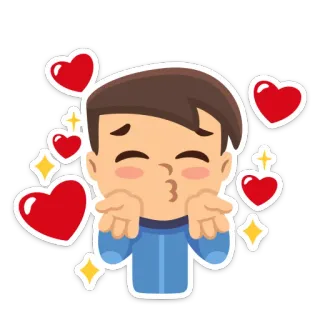 💖 Kuss, Liebe, Herzen, Cartoon, Junge, Zuneigung whatsapp sticker