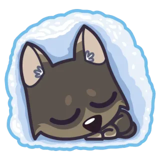 😴 Lobo, Animal, Fofo, Desenho animado, Dormindo, Cobertor telegram sticker