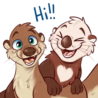 😄 Hi!! loutre, animal, mignon, dessin animé, amical, salutation whatsapp sticker