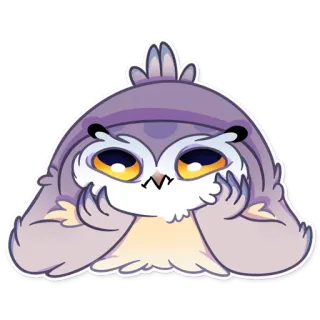 🙄 burung hantu, burung, kartun, hewan, stiker telegram sticker