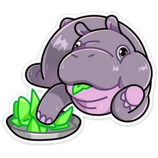 😏 hipopotam, zwierzę, słodki, kreskówka, ssak, roślinożerca, dzika przyroda telegram sticker