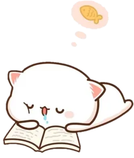 💤 Katze, schlafend, Fisch, Traum, Buch, süß telegram sticker