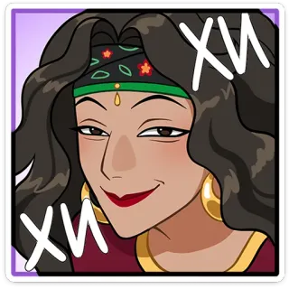 😃 XII 스티커, 여자, 캐릭터, 디지털 아트, 일러스트, 금 귀걸이, XII telegram sticker