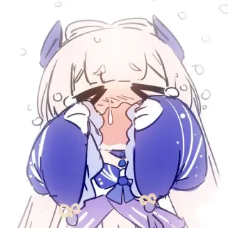🌊 Sangonomiya Kokomi Genshin Impact animé, pleurer, Kokomi, Genshin, triste, kawaii telegram sticker