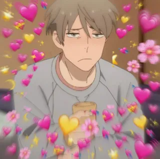 💵 Anime, Serca, Uczucie, Miłość, Słodkie, Kawaii telegram sticker