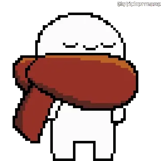 😌 Pixelart, Personage, Sjaal, Schattig, Minimalistisch, Winter, Persoon telegram sticker