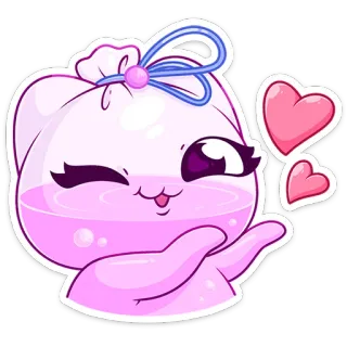 😉 mono, kawaii, corazones, rosa, dibujos animados, personaje whatsapp sticker