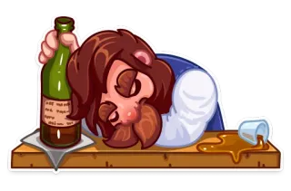 😴 ubriaco, alcol, eccesso, cartone animato, bevanda rovesciata whatsapp sticker