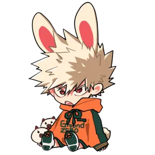 🐰 Bakugo My Hero Academia Ground ZERO Anime, Konijn, MHA, Held, Schattig, Katsuki telegram sticker
