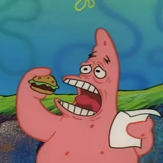 🍔 Patrick Star Spongebob Squarepants Patrick Estrela, Bob Esponja, hambúrguer, desenho animado, Nickelodeon whatsapp sticker