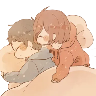 ❤ carino, coppia, dormire, amore, chibi telegram sticker