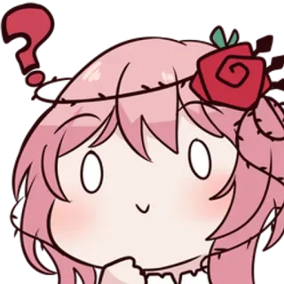 ❓ animé, fille, cheveux roses, point d'interrogation, mignon, rose, confus telegram sticker