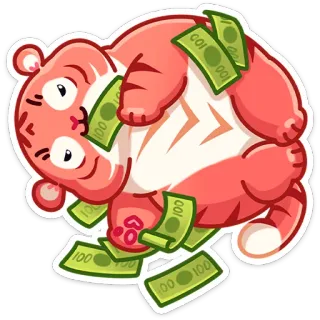 🤑 animal, dinheiro, desenho animado, riqueza, economia, finanças, dinheiro vivo whatsapp sticker