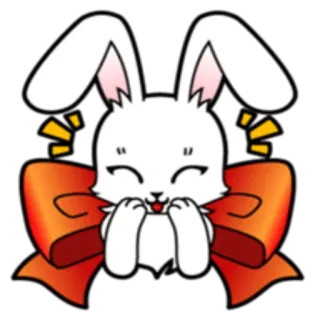 😁 coniglio, coniglio, fiocco, carino, kawaii, animale, adesivo telegram sticker