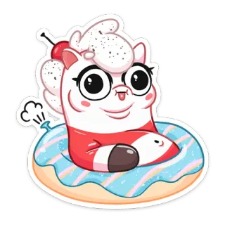 🍩 Kartun, Binatang, Donat, Lucu, Kocak, Stiker telegram sticker