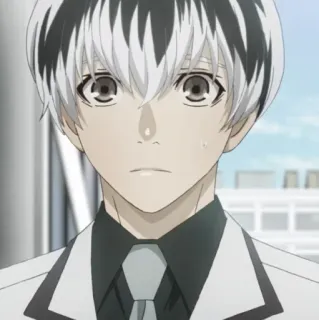 😟 Ken Kaneki Tokyo Ghoul Аниме, Манга, Кен Канеки, Токийский гуль, Персонаж, Гуль, Белые волосы telegram sticker