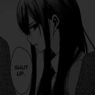 🖤 SHUT UP. 动漫, 女孩, 伤心, 漫画, 闭嘴 telegram sticker