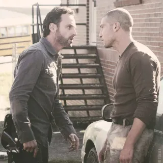 😒 men, conversation, outdoors, people, drama telegram sticker
