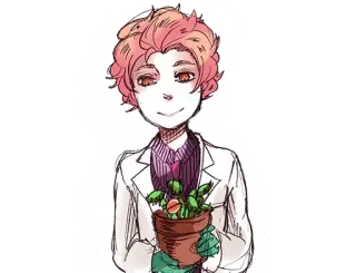 ✂️ Pflanze, Wissenschaftler, Figur, Rosa, Illustration, Cartoon, Laborkittel telegram sticker