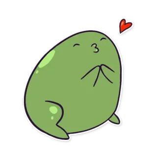 😙 katak, lucu, kawaii, cinta, hati, binatang whatsapp sticker