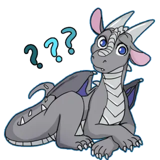 🤔 ??? 龙, 卡通, 困惑, 问号, 灰色 whatsapp sticker