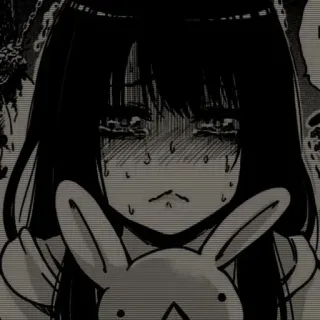 ☮ Anime, Traurig, Weinend, Mädchen, Hase, Manga telegram sticker