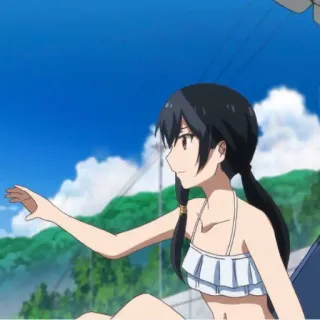 🍀 Anime, Meisje, Bikini, Zomer, Strand, Landschap telegram sticker