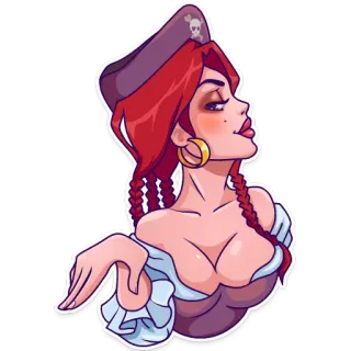 💁 pirat, frau, cartoon, aufkleber, rote haare, weiblich telegram sticker