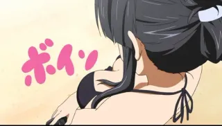 🌟 ボイン anime, bikini, japanese, text telegram sticker