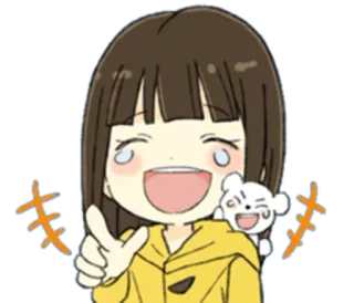 😂 dziewczyna, słodki, anime, kreskówka, szczęśliwy, uśmiechnięty, postać, kawaii telegram sticker