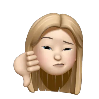 ✏️ Emoji, Polegar para baixo, Não gosto, Cabelo loiro, Mulher, Discordância telegram sticker