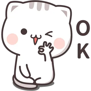 👌 OK mèo, dễ thương, kawaii, emoji, nhãn dán, ok, cử chỉ telegram sticker