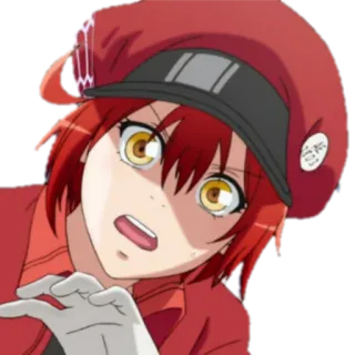😨 Red Blood Cell Cells at Work! Anime, Cells at Work, Rote Blutkörperchen, Cartoon, Charakter, Manga telegram sticker