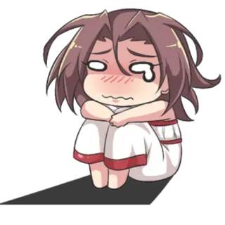 😓 anime, chibi, sad, crying, female, worried telegram sticker