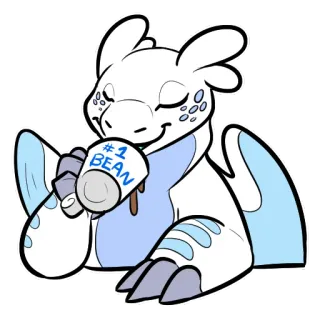 ☕ #1 BEAN Dessin animé, Animal, Dragon, Haricot, Mignon, Boisson telegram sticker