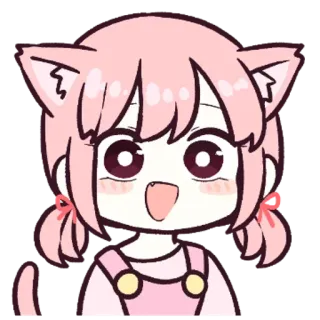 🤔 Catgirl, Anime, Różowy, Słodki, Kawaii telegram sticker