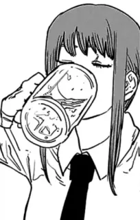 😌 Makima Chainsaw Man anime, manga, character, drinking, Makima telegram sticker