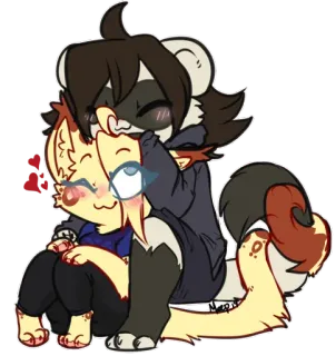 💕 furry, cartoon, animal, hug, cute, affection, digital art telegram sticker