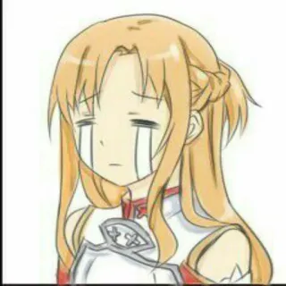 😭 Asuna Sword Art Online Anime, Triste, Lacrime, capelli lunghi, capelli castano chiaro telegram sticker