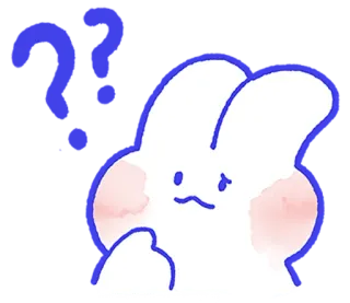 ❓ mignon, lapin, lapin, dessin animé, triste, pensif telegram sticker