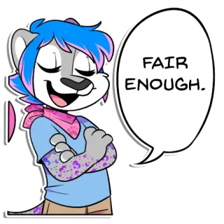 👍 FAIR ENOUGH. Furry, Cartoon, Sticker, Oké, Akkoord whatsapp sticker
