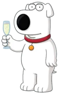 🥂 Brian Griffin Family Guy Hund, Cartoon, Animation, Brian Griffin, Alkohol, Getränk, Champagner telegram sticker