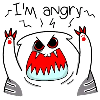 🤬 I'm angry โกรธ, แมว, การ์ตูน, สีหน้า, แมว, ขาว, โมโห telegram sticker