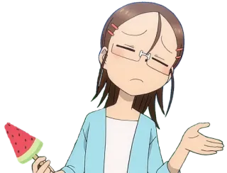 🤷‍♀ Anime, Garota, Melancia, Sorvete, Confusão telegram sticker