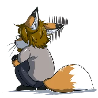 😢 антропоморфный, лиса, фурри, животное, уши, хвост telegram sticker