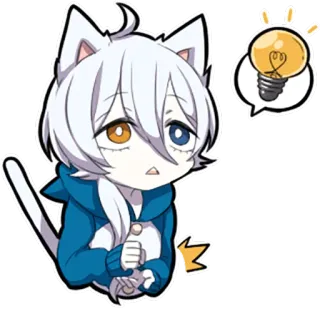 💡 kot, anime, pomysł, żarówka, uroczy, kreskówka telegram sticker