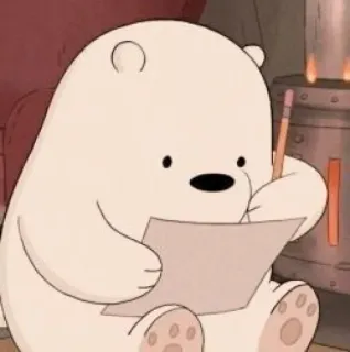 💜 Ice Bear We Bare Bears 곰, 만화, 글쓰기, 그림, 종이, 연필 telegram sticker