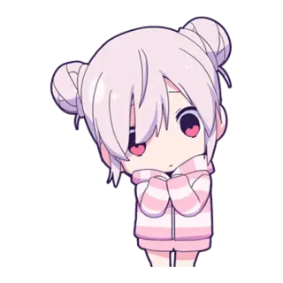 😮 Anime, Mangá, Chibi, Kawaii, Fofo, Menina, Olhos de Coração telegram sticker